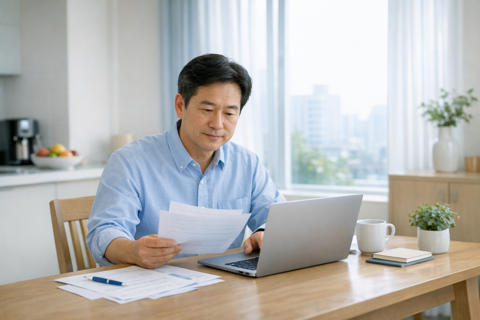 구직촉진수당 신청방법을 확인하는 중장년 구직자