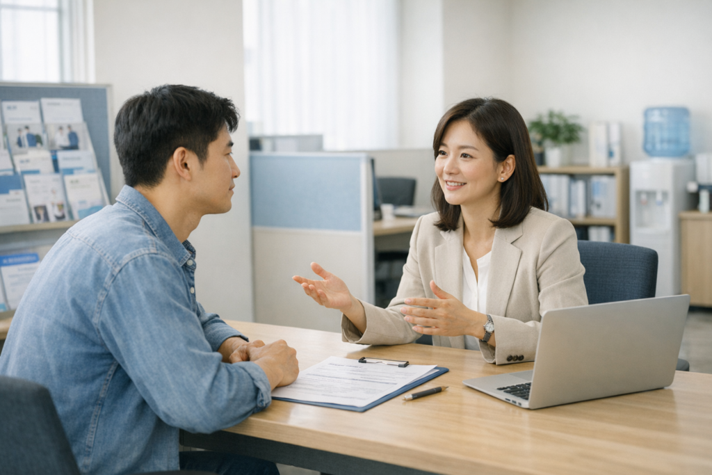 고용센터 상담으로 구직촉진수당 신청방법을 점검하는 모습