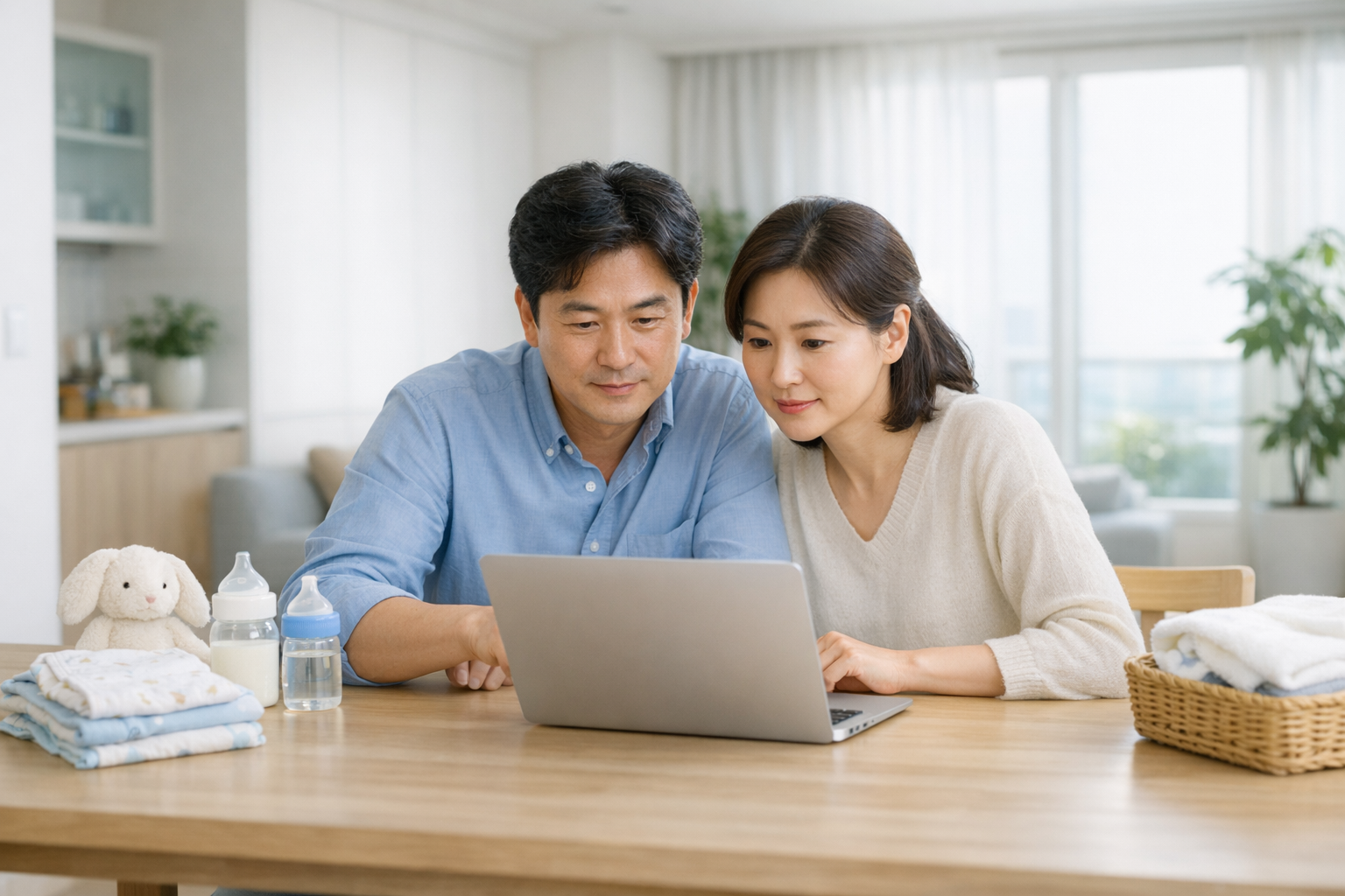 첫만남이용권 신청방법을 확인하는 출생아 가정
