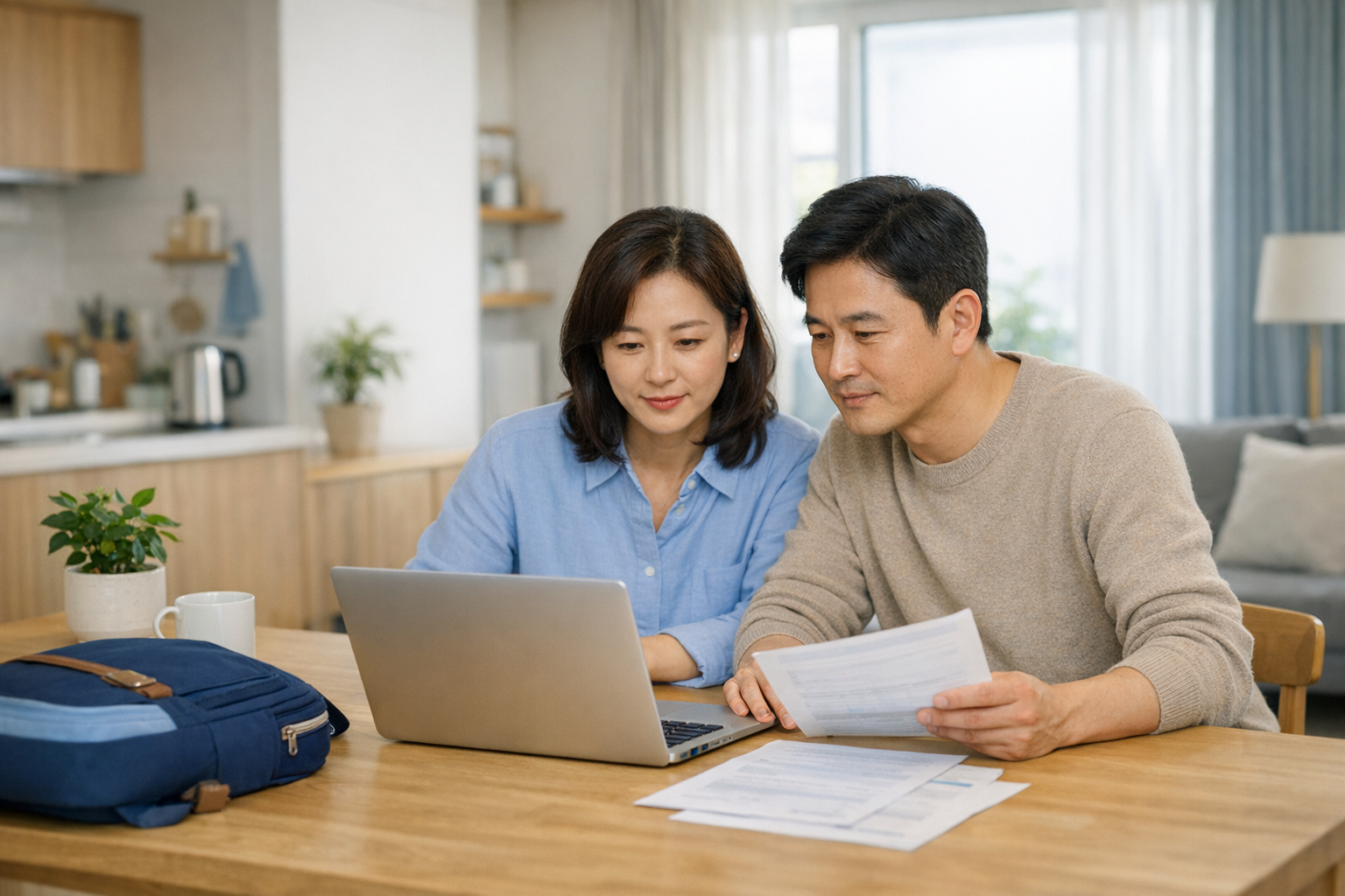 육아휴직급여 신청방법을 확인하는 한국 부모의 생활 장면