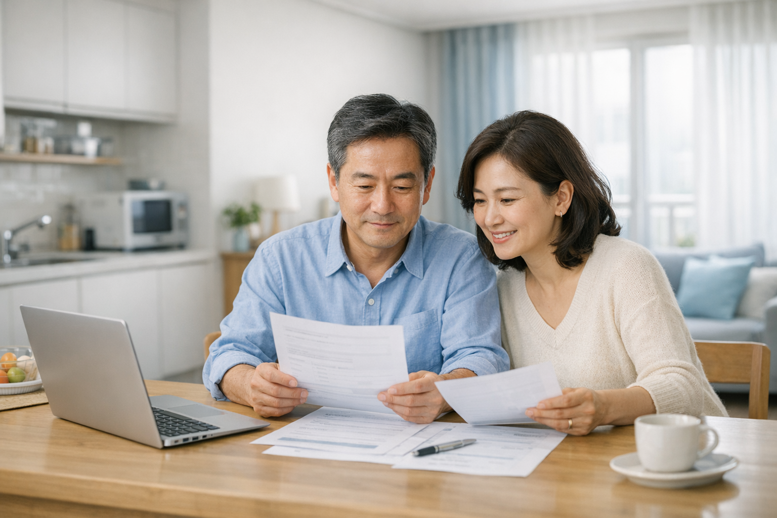 공공임대주택 입주자격을 확인하는 중장년 부부