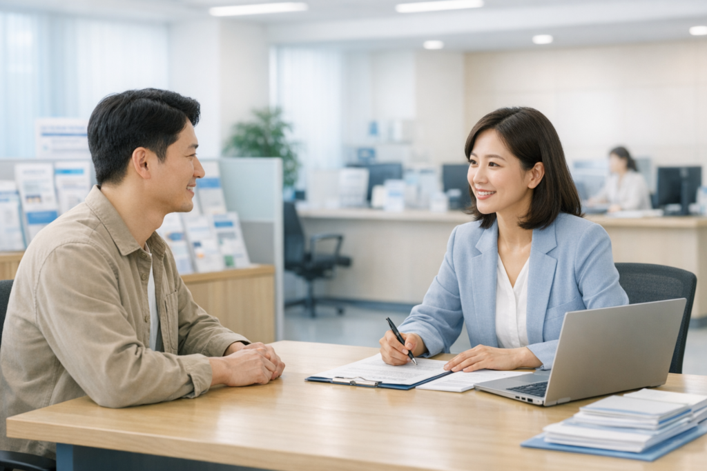 고용센터 상담으로 실업급여 수급 중 단시간근로 소득 신고 방법을 점검하는 모습